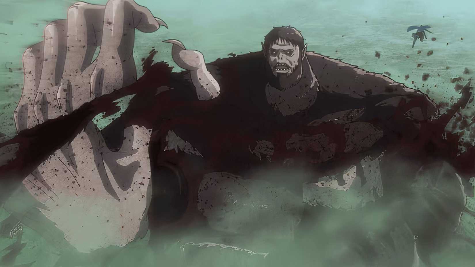 Levi Ackerman coupe les doigts du Beast Titan dans Attack on Titan Saison 3, Partie 2