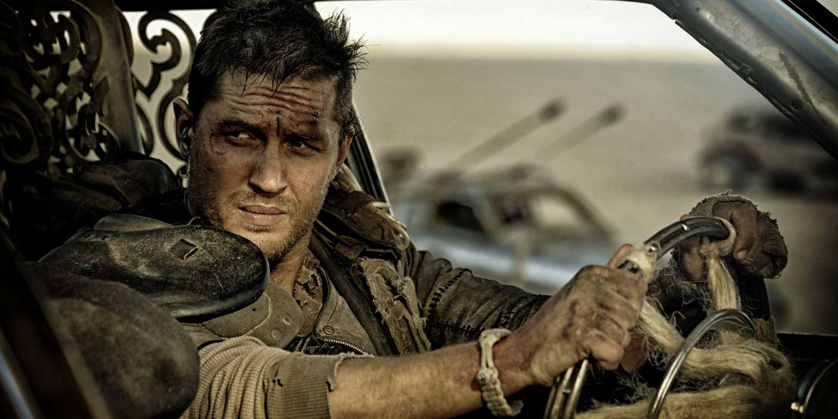Tom Hardy as Max Rockatansky behind the wheel in Mad Max: Fury Road.
