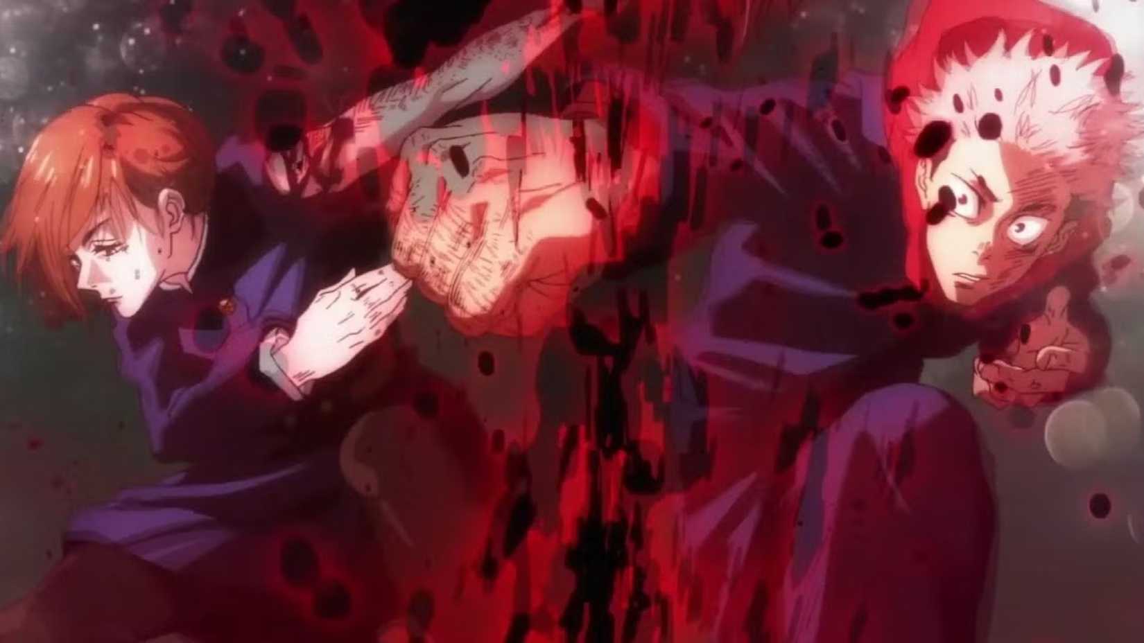 Nobara et Yuji combattent Eso et Kechizu dans l'anime Jujutsu Kaisen.