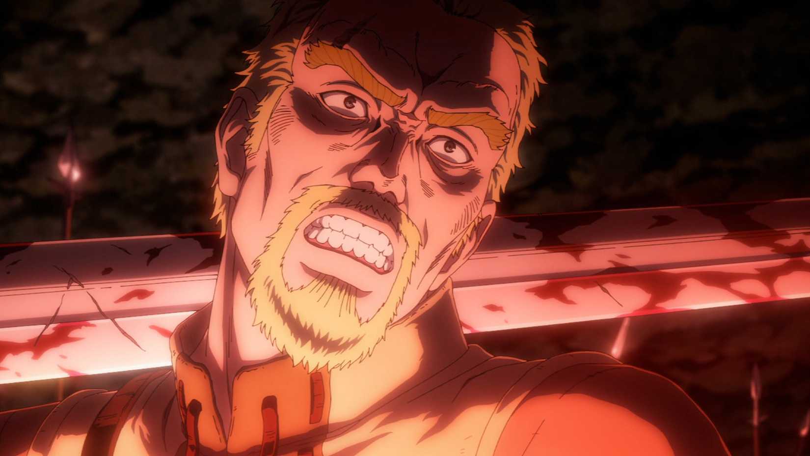 Askeladd brandissant une grande épée dégoulinante de sang dans Vinland Saga