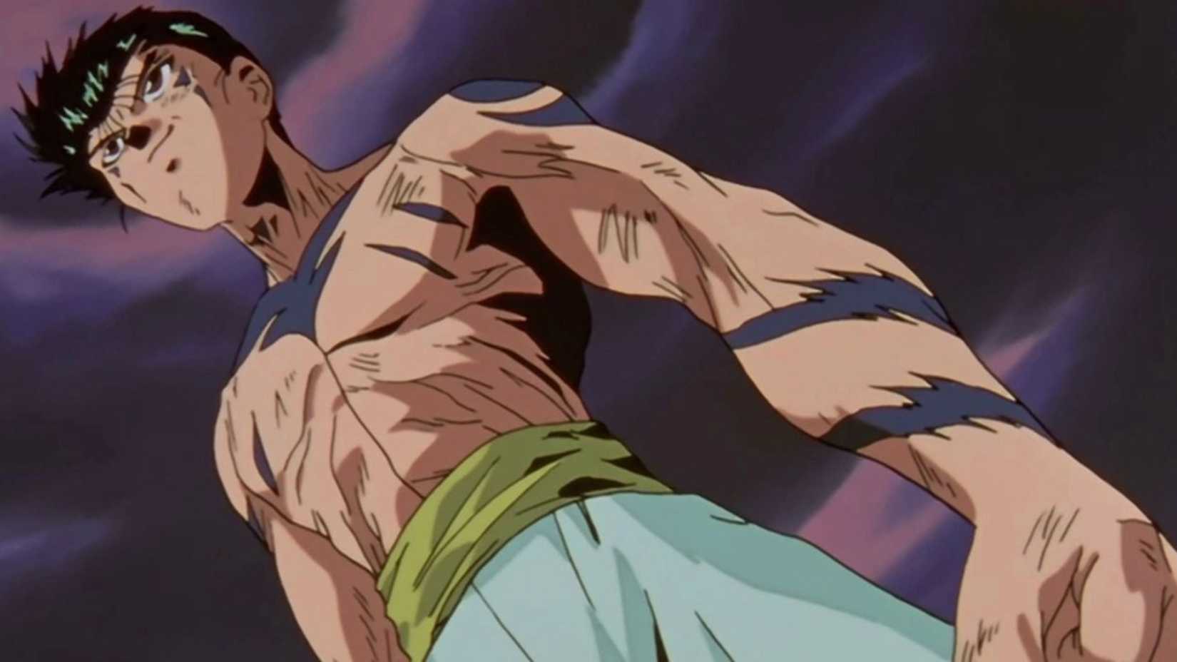 Yusuke Urameshi with a confident smile on his face after reaching his Mazoku Form in Yu Yu Hakusho