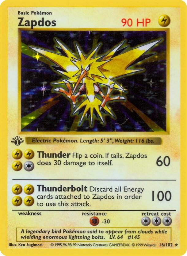 Zapdos - Base Set (Shadowless) Real Time Price Data.
