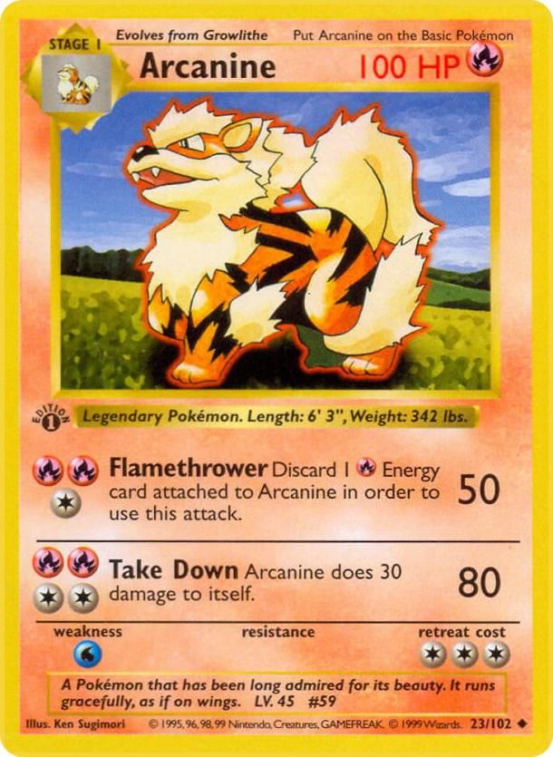 Arcanine ウインディ ● シャドウレス　Shadowless Arcanine - Base Set (Shadowless) Real Time Price Data.