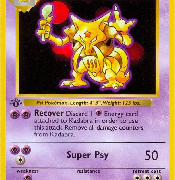 kadabra pokemon card 1995 value 1995- 1st gen Sabrina's Kadabra Pokemon Card