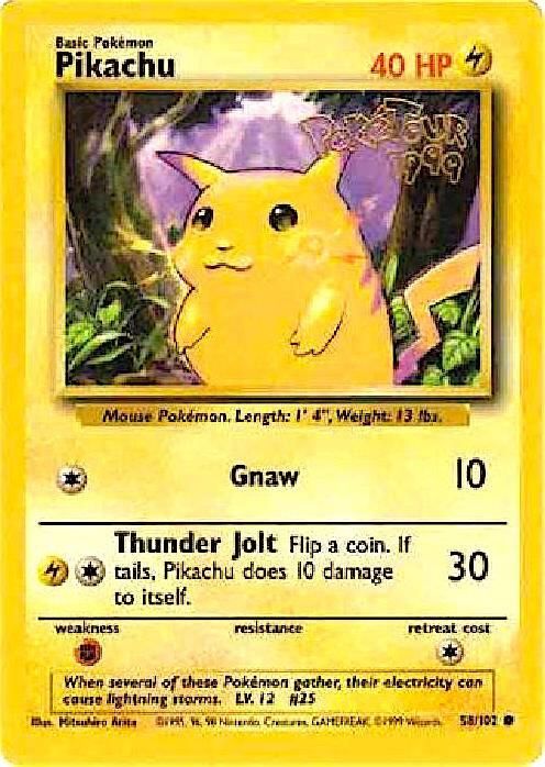 Pikachu 58 102 PokeTour 1999 - Miscellaneous Cards & Products Real