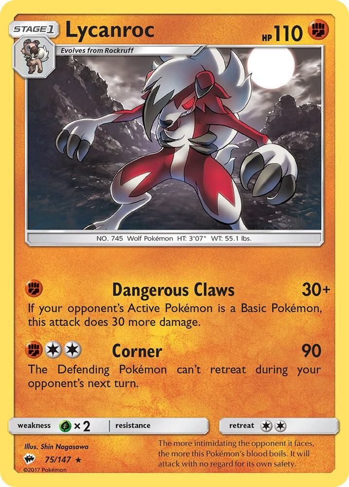 Lycanroc 75 - SM - Burning Shadows Real Time Price Data.