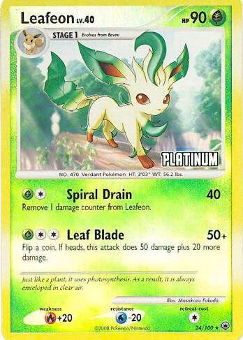 shiny leafeon pokemon card / Mint opened GX For each of your Benched Basic Pokmon Leafeon 24 100 Platinum -