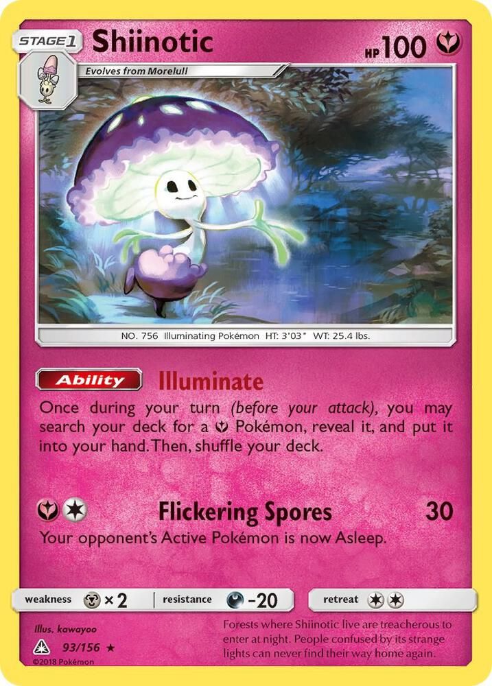 shiinotic pokemon card value SM-5 Ultra Prism Card: - 93/156 - Reverse Holo This attack does 30 more damage for each heads. Shiinotic - SM - Ultra