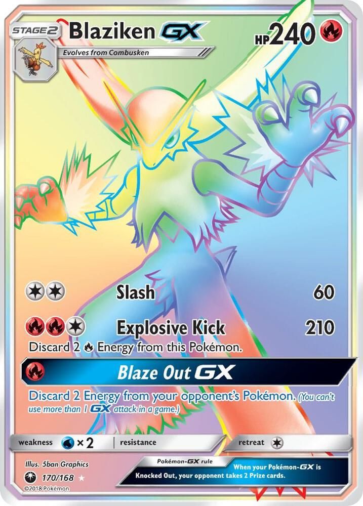 pokemon cards blaziken gx Blaziken GX Full Art - 153/168 - Celestial Storm