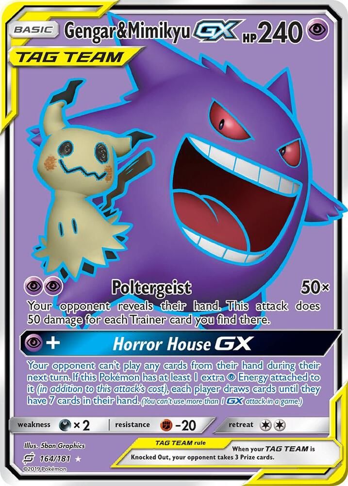 team up pokemon cards list 2019 POKEMON SUN & MOON GENGAR & MIMIKYU GX TEAM UP-FA PSA 10 main image 1