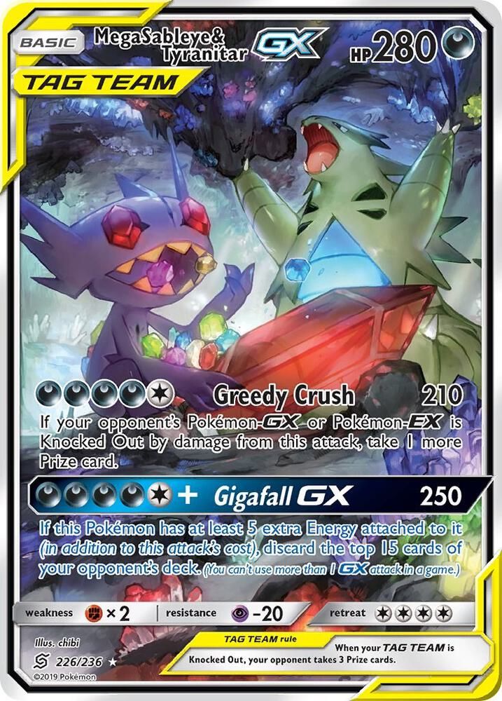 mega sableye ex pokemon card Mega Sableye & Tyranitar GX 225/236 Full Art Holo Ultra Rare Pokemon C main image 0