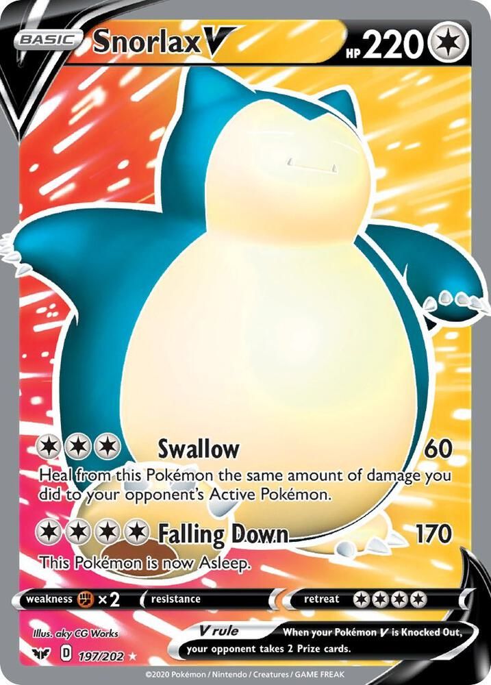 Snorlax V Full Art - SWSH01: Sword & Shield Base Set Real Time Price Data.