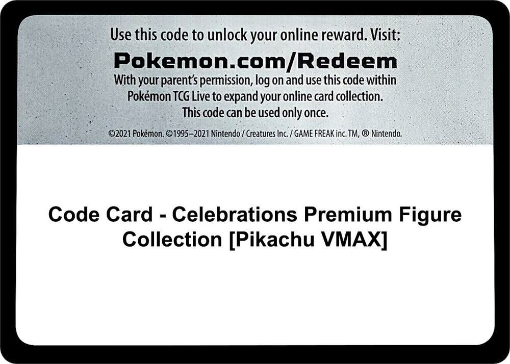 Code Card Celebrations Premium Figure Collection Pikachu VMAX -  Celebrations Real Time Price Data.