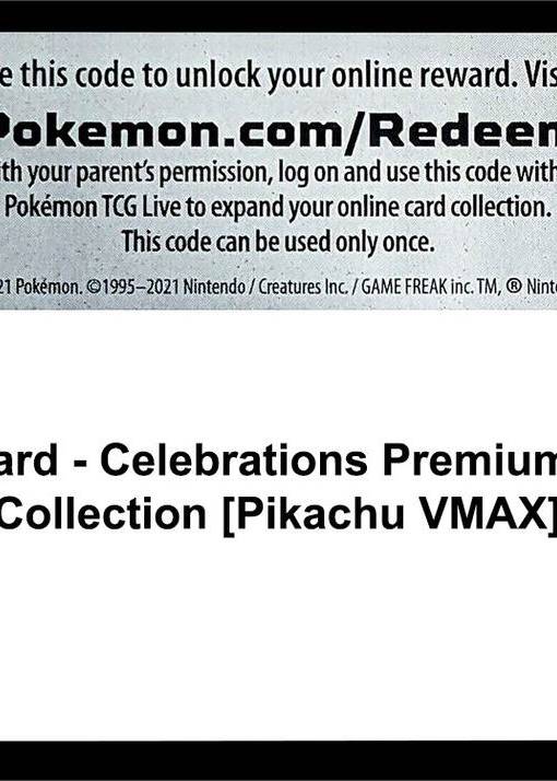 Code Card Celebrations Premium Figure Collection Pikachu VMAX - Celebrations Real Time Price Data. Code Card Celebrations Premium Figure Collection Pikachu VMAX - Celebrations Real Time Price Data.