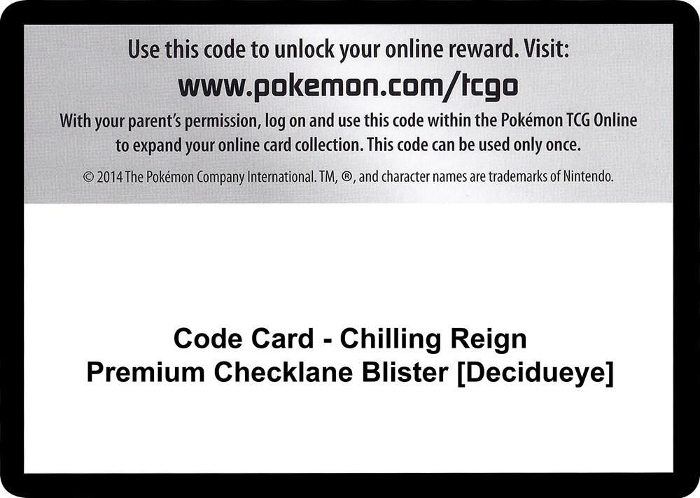 Code Card Chilling Reign Premium Checklane Blister Decidueye - SWSH06:  Chilling Reign Real Time Price Data.