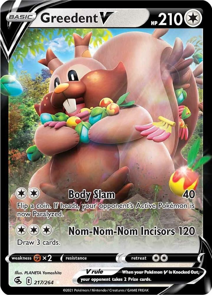 greedent v pokemon card value - 053/072 Ultra Rare [2] Body Slam (40) Flip a coin Greedent V - SWSH08: Fusion