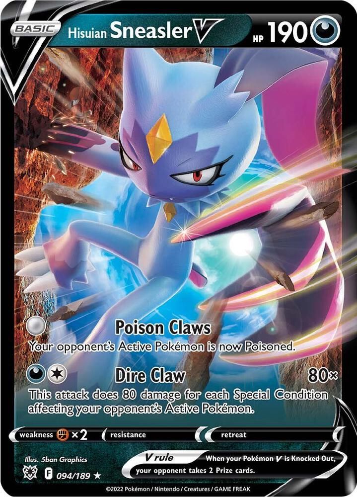 sneasler v pokemon card value 2022 Pokemon Sword & Shield Astral Radiance Hisuian Sneasler V #175 PS –  Common Lands