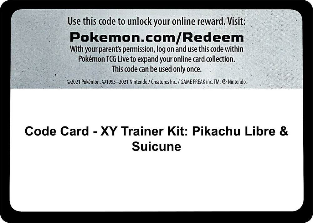 Code Card XY Trainer Kit Pikachu Libre and Suicune - XY Trainer Kit: Pikachu  Libre & Suicune Real Time Price Data.
