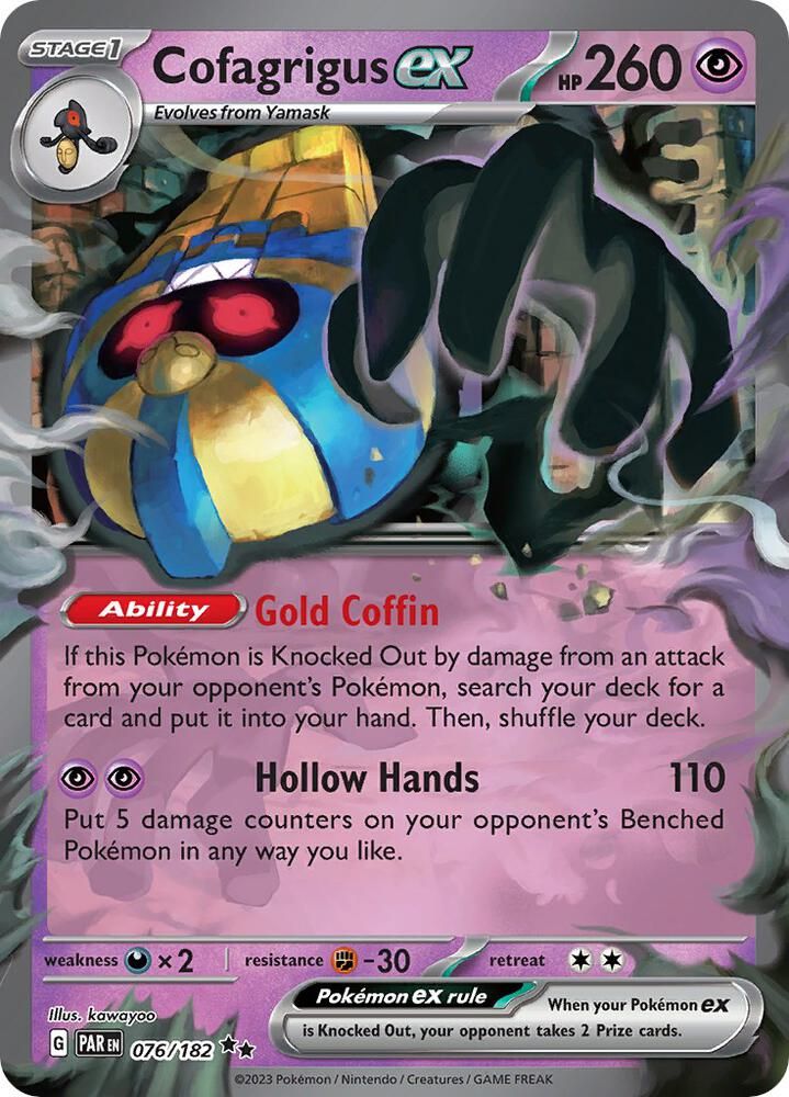 cofagrigus pokemon card Cofagrigus ex Pokemon Paradox Rift Ultra Rare #224 PSA 10 main image 0