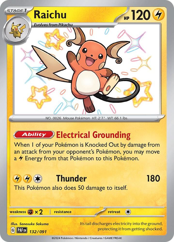 Raichu 132 091 - SV: Paldean Fates Real Time Price Data.