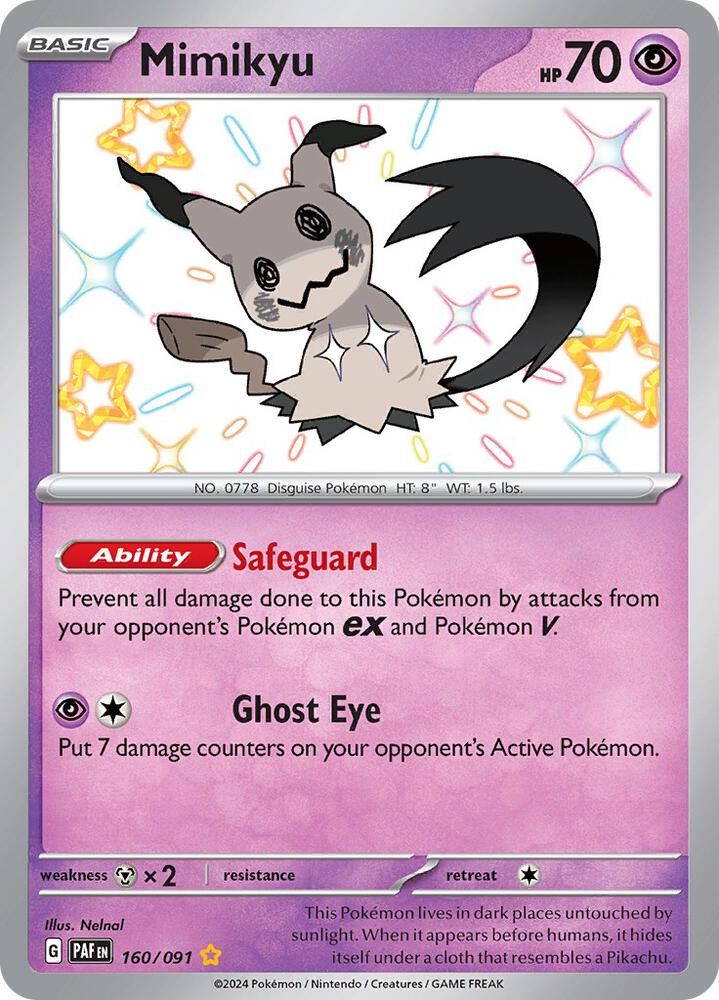 Mimikyu 160 091 - SV: Paldean Fates Real Time Price Data.