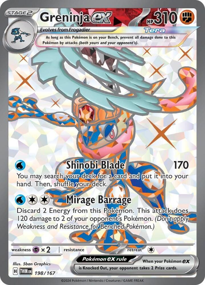 n♡ Greninja ex 198/167 Ultra Rare Twilight Masquerade Pokemon Near