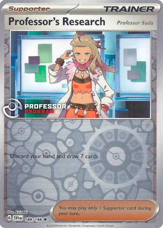professor's research pokemon card value PokPal holofoil pattern or surface detail) Professors Research 189 198 2023