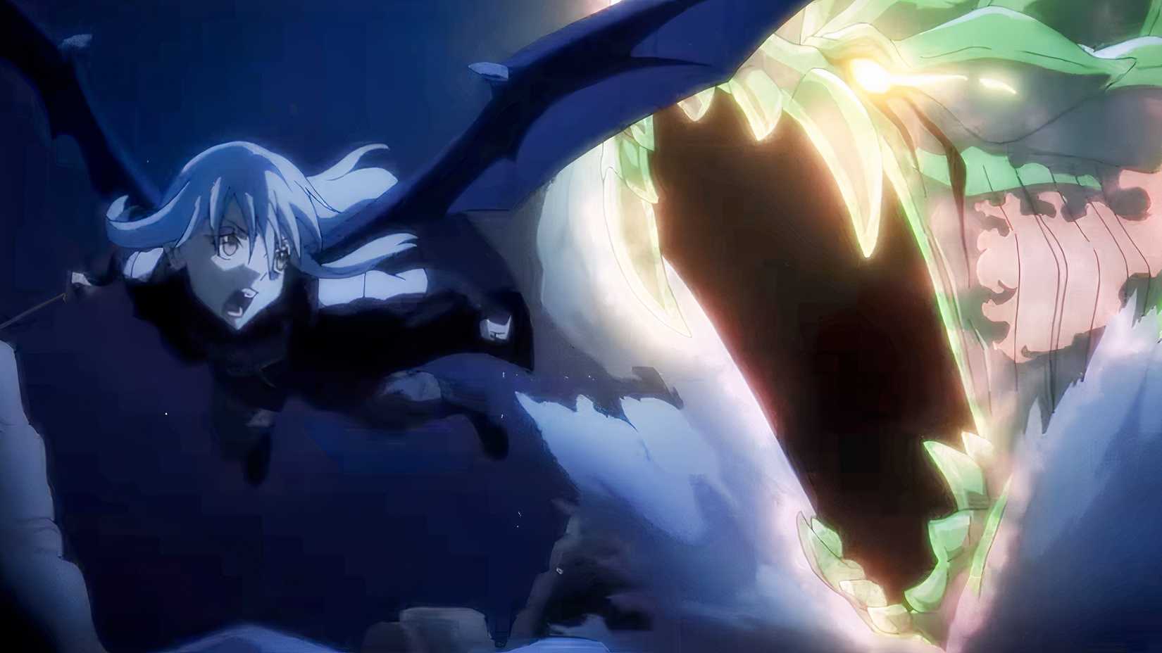 Rimuru chased by a dragon in the That Time I Got Reincarnated as a Slime movie