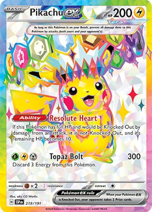 Pikachu ex 219 191 - SV08: Surging Sparks Real Time Price Data.