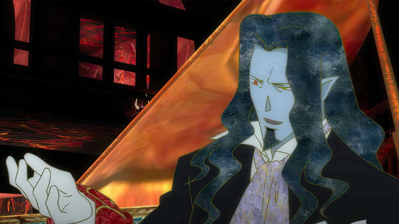The Count of Monte Cristo delivers a speech in Gankutsuou: The Count of Monte Cristo.
