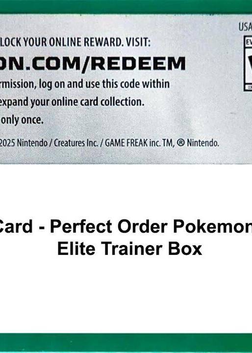 Code Card Perfect Order Pokemon Center Elite Trainer Box - ME03: Perfect Order Real Time Price Data. Code Card Perfect Order Pokemon Center Elite Trainer Box - ME03: Perfect Order Real Time Price Data.