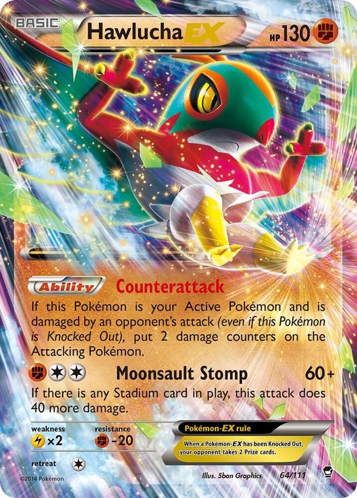 hawlucha ex pokemon card value ACE 10 - Mega - 283/217 - Ascended Heroes you may choose 2 of your opponents Benched Pokemon and put 1 damage counter on each of them. Hawlucha Card Prices & Value