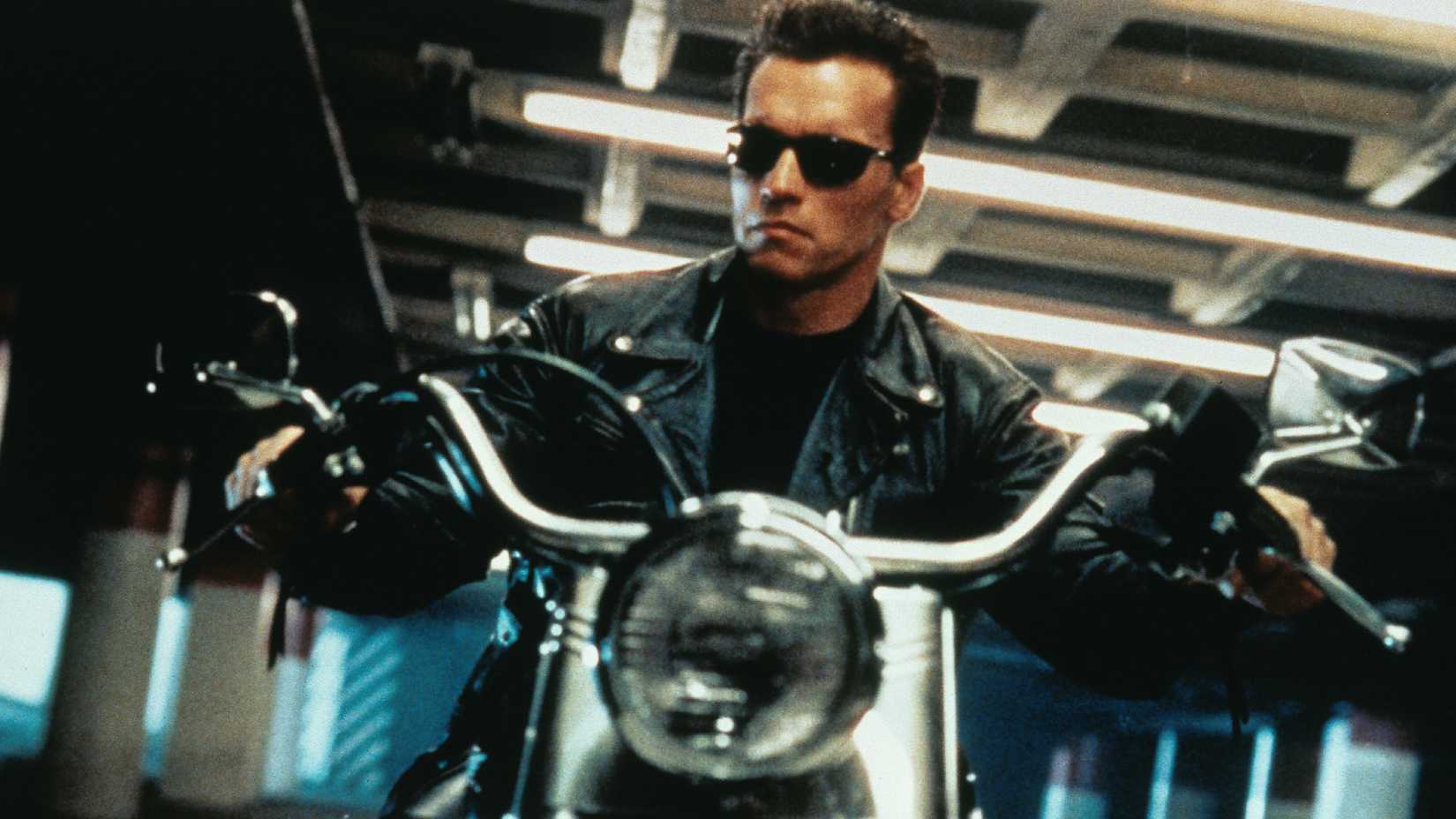 Arnold Schwarzenegger on a motorcycle in Terminator 2: Judgment Day