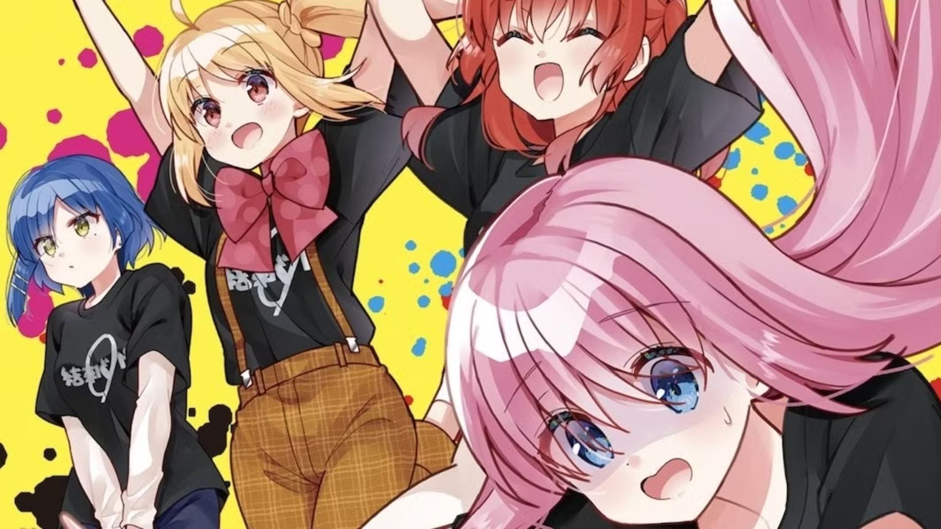 Hitori Goto, Nijika Ijichi, Ryo Yamada, and Ikuyo Kita in Bocchi the Rock! manga.