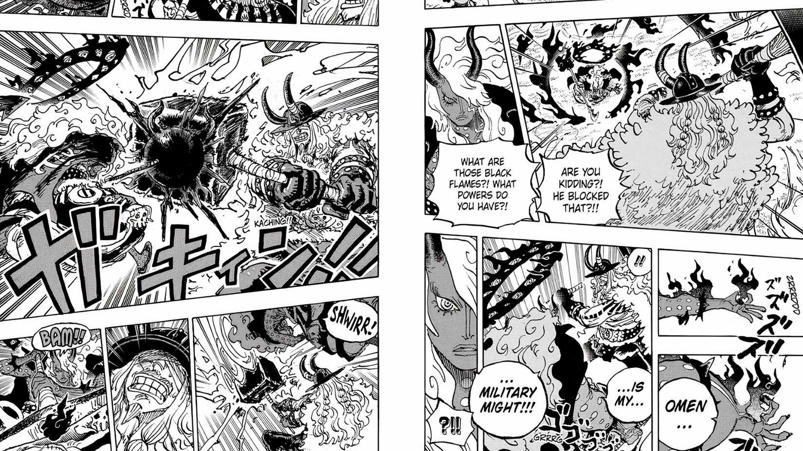 La capacité Omen d'Imu bloque l'attaque de Loki dans le chapitre 1181 de One Piece