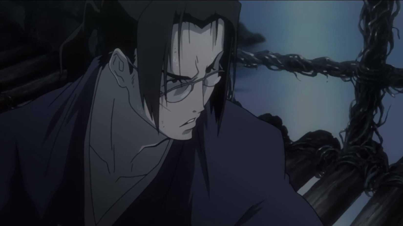 Jin affronte un adversaire sur un pont dans Samurai Champloo