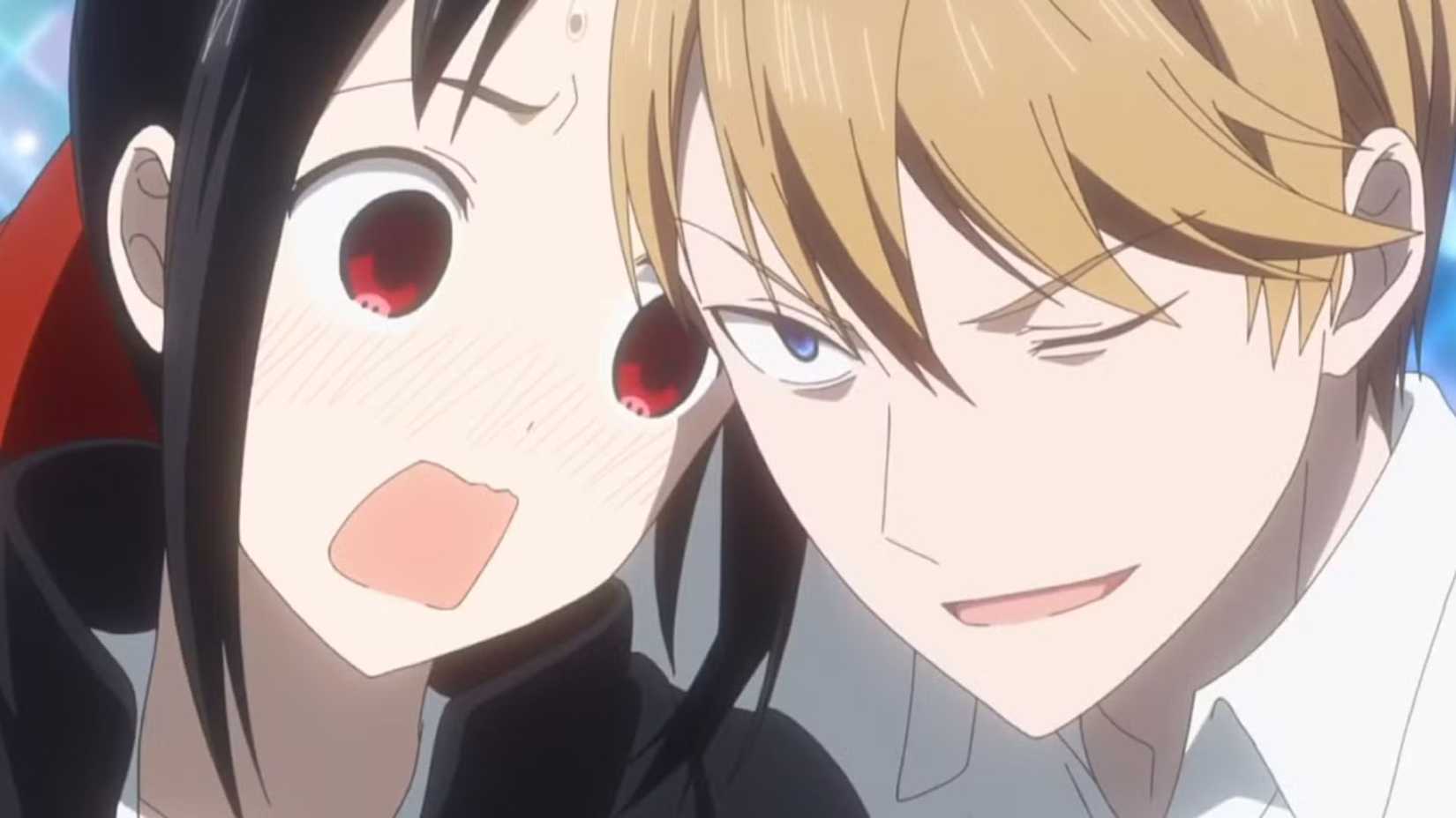 Kaguya and Shirogane are shocked in Kaguya-Sama: Love Is War.