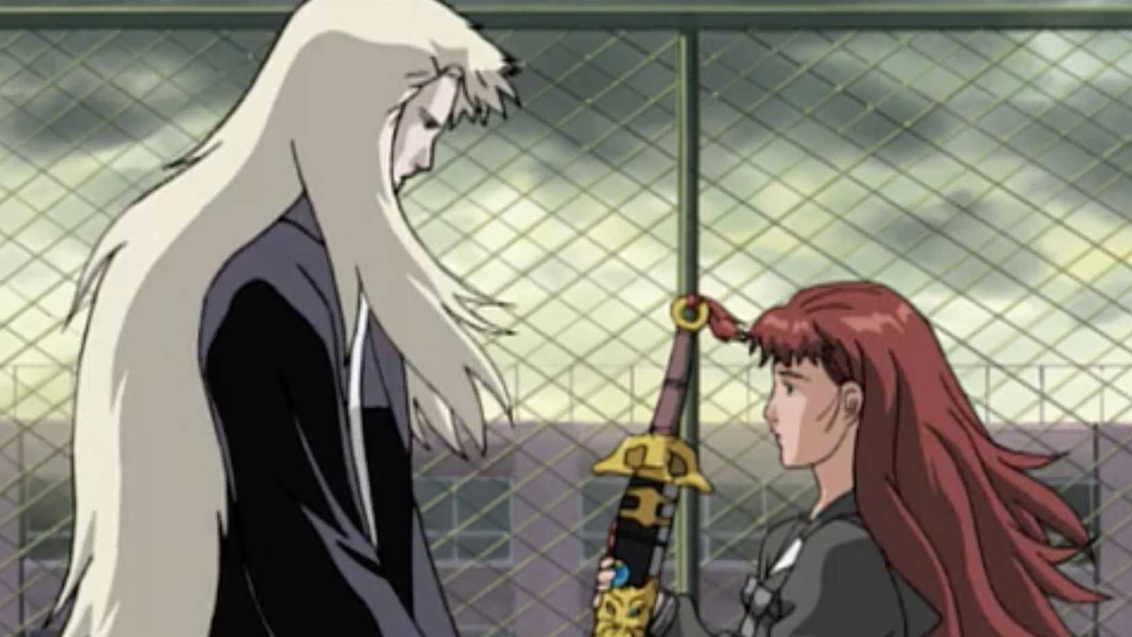 Keiki and Youko have a tense meeting in The Twelve Kingdoms.