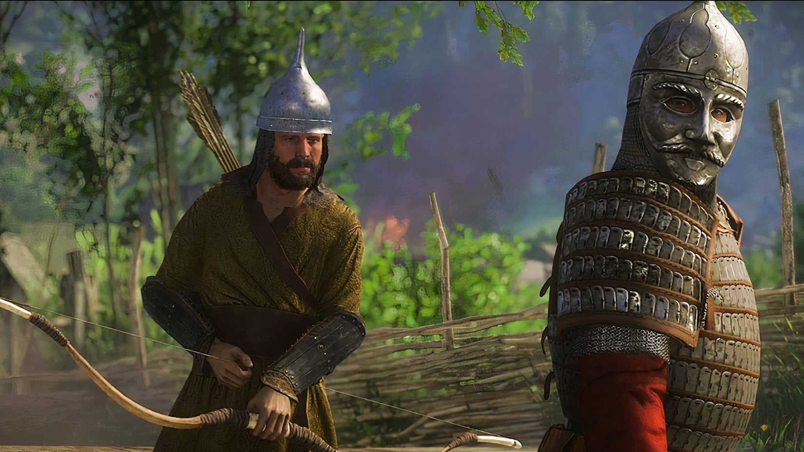 Kingdom Come Deliverance 1 screenshot of archer and man in armor