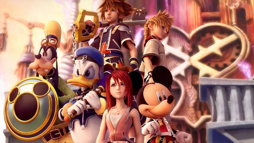 Kingdom Hearts 2 main cast, including Sora, Roxas, Kairi, Mickey, Donald, and Goofy