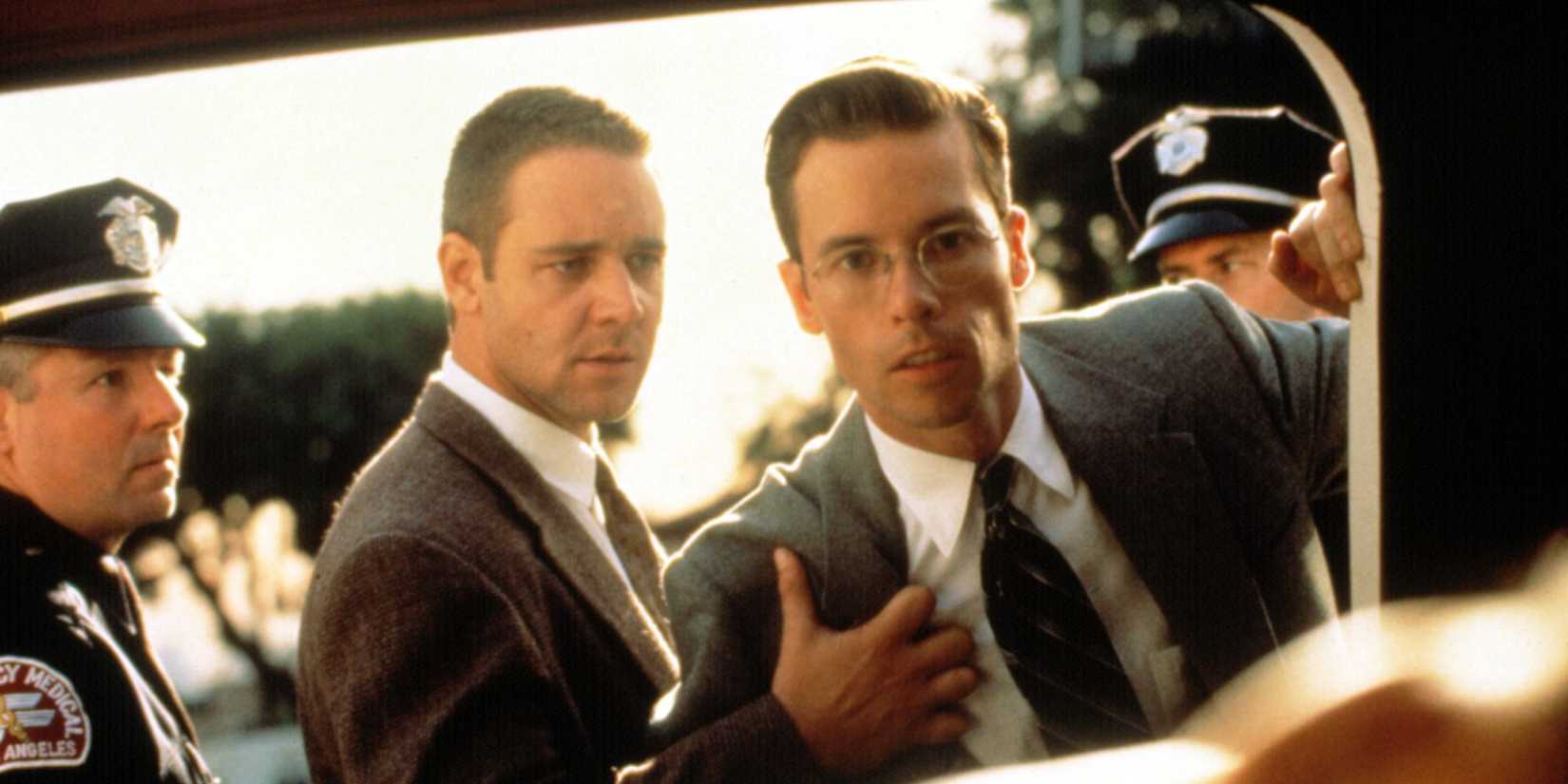 Russell Crowe holding Guy Pearce back in L.A. Confidential.