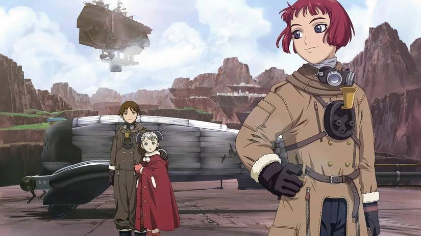 Lavie Head, Alvis E. Hamilton, and Claus Valca look into the distance in Last Exile.