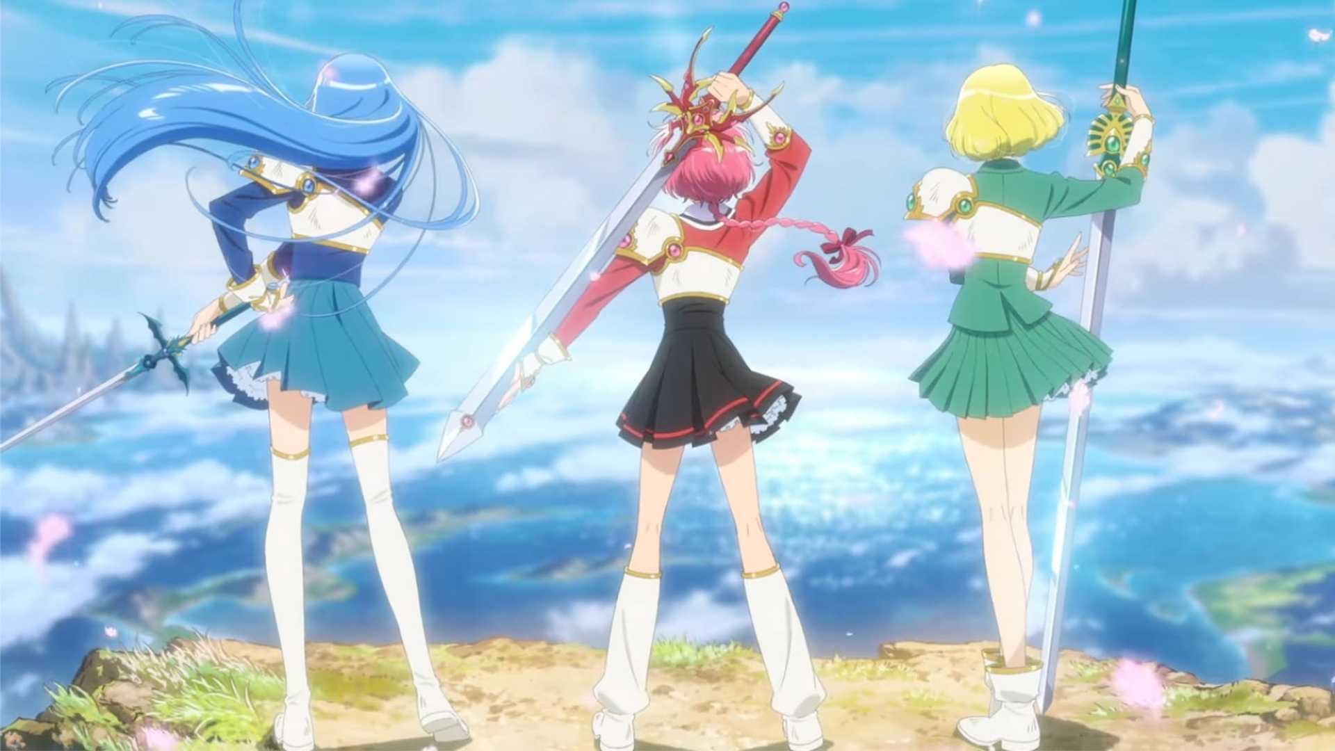 Umi, Hikaru, and Fuu standing with their blades in Magic Knight Rayearth (2026).
