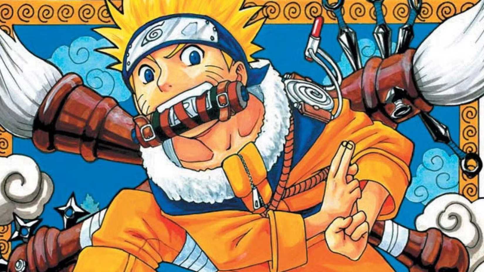 Naruto Uzumaki, the protagonist of Naruto, as he appears early on in its manga.