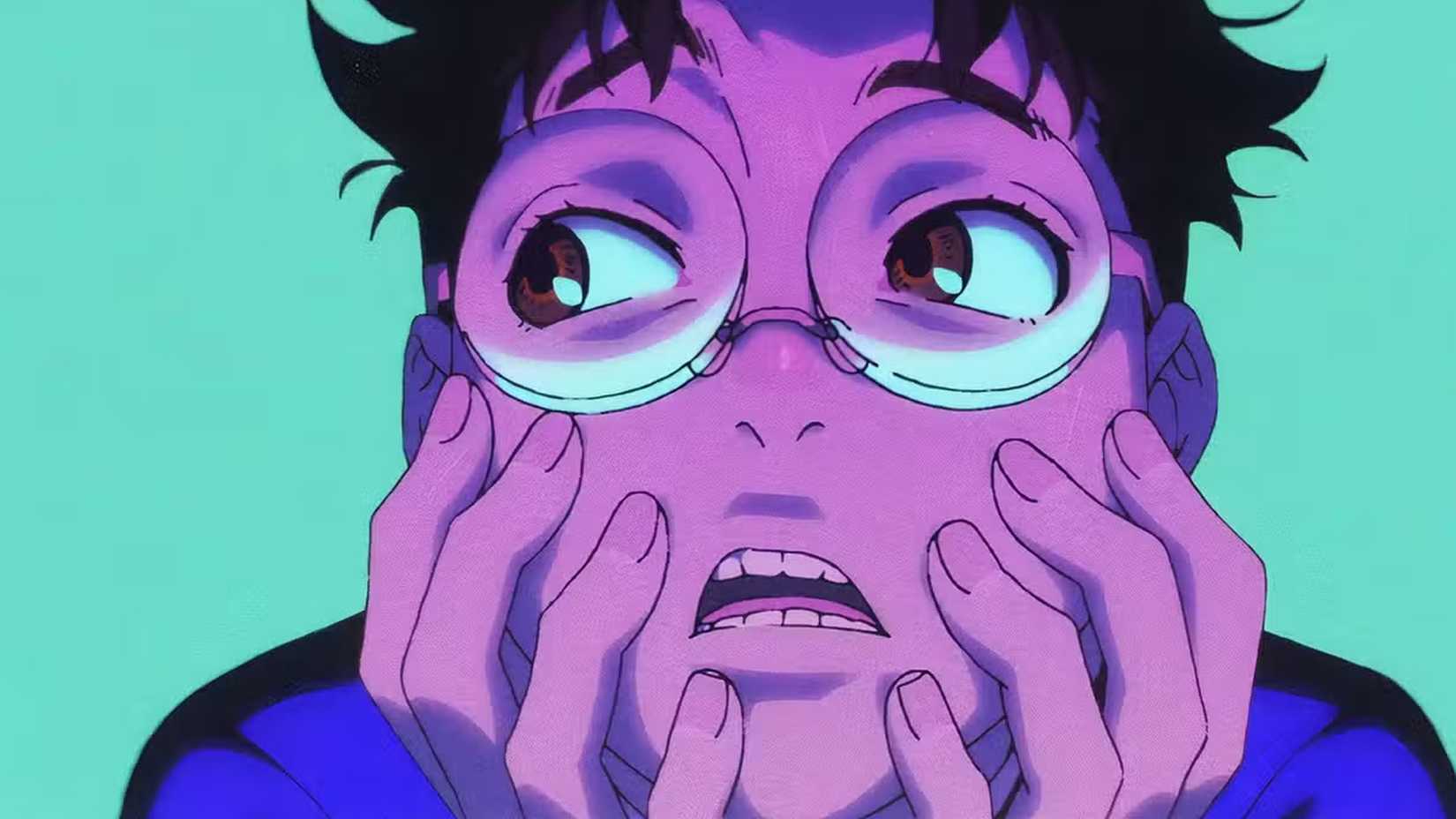 Okarun clutching his face in DANDADAN