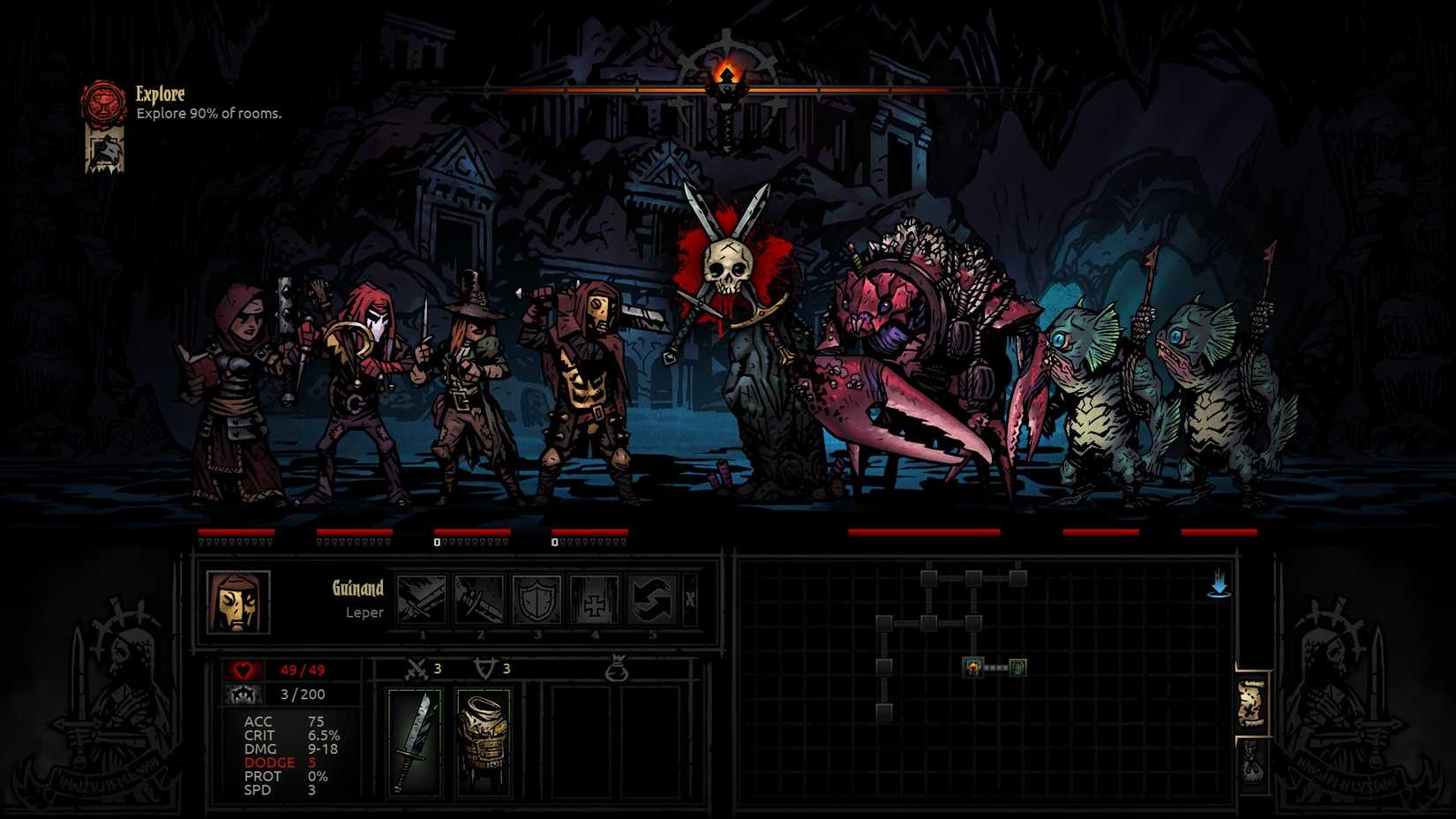 One of the many battles players will have in Darkest Dungeon