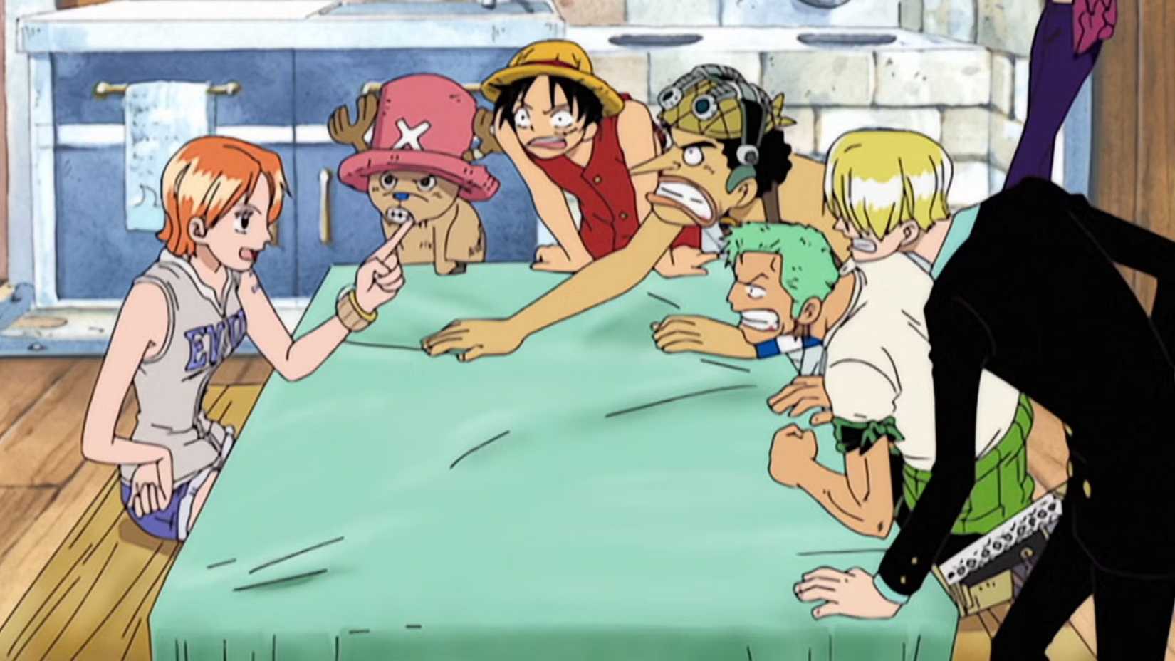 Les Chapeaux de Paille ont une discussion animée dans l'arc G-8 de One Piece.