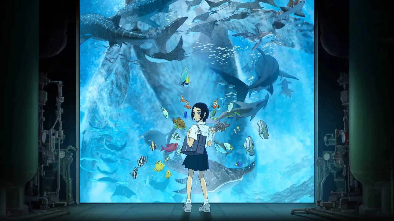 Rumi standing in front of an aquarium in Children of the Sea