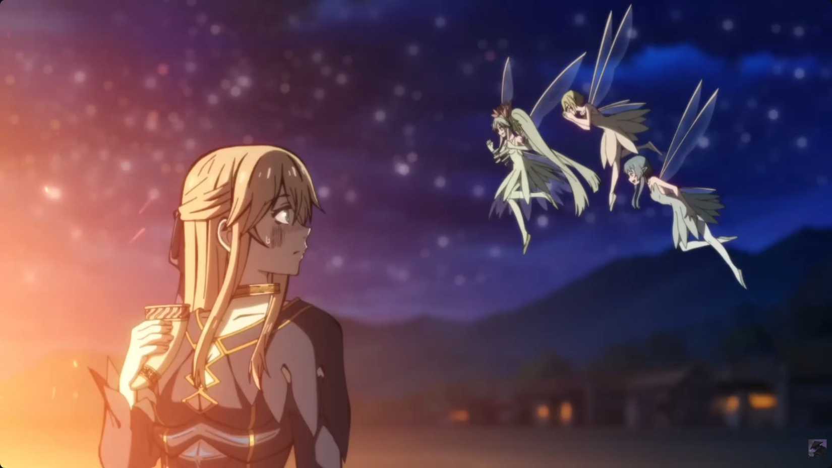 Serafina and some pixies in The Warrior Princess and the Barbaric King anime