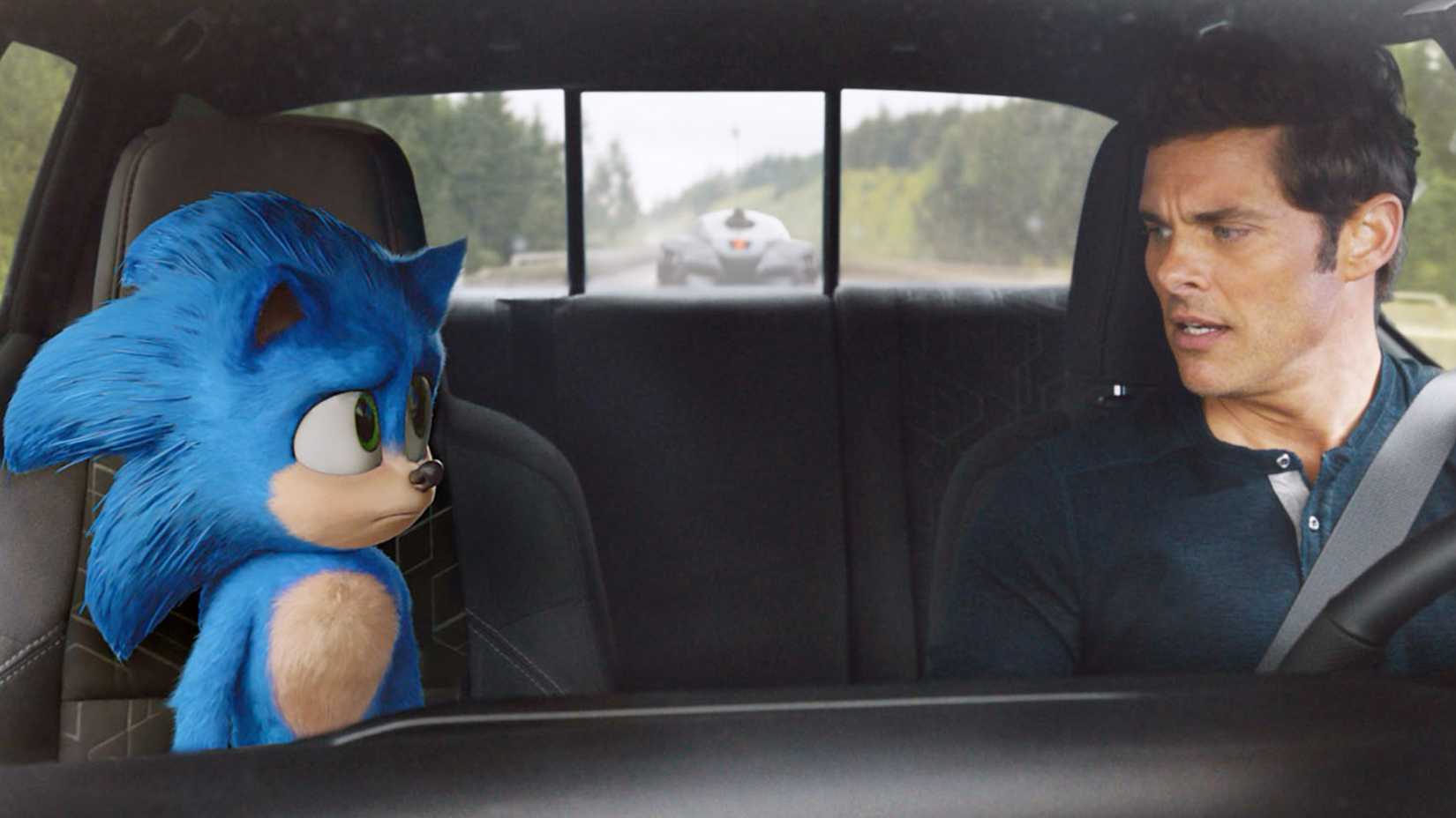 Sonic and James Marsden in Sonic the Hedgehog
